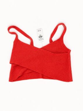 American Eagle Outfitters Red Ribbed Crop Tank